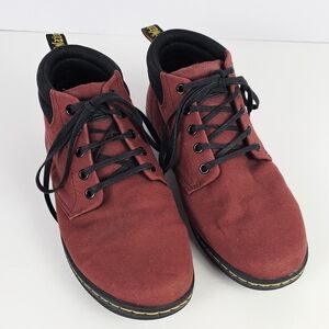 SOLD Dr. Martens Maeke Canvas Ankle Boots Men’s 9 Burgundy Red Lace Up AirWair